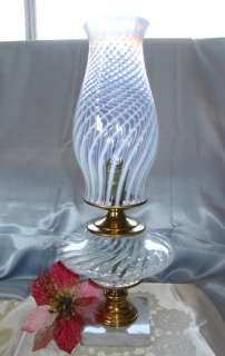   1930sFENTONGLASSWHITE OPALESCENTSPIRAL OPTICHURRICANE LAMP  