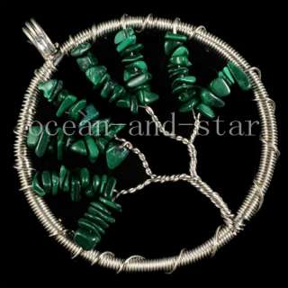Wire Wrap Life Tree Malachite Pendant Bead A110626(Free  