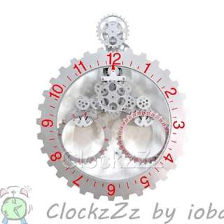   Home Decor Mechanical Large Calendar Round Wall Gear Clock SILVER