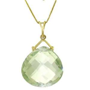   Pendant Necklace with Genuine Checkerboard Cut Green Amethyst Jewelry