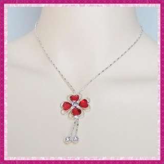 Fashion Necklace Crystal Pendant Four Leaf Clover #7972  