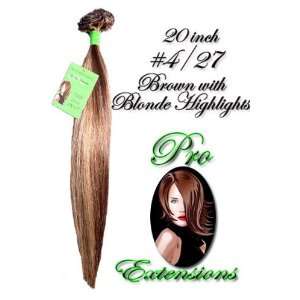   Hair Extensions 20 #4/27 Brown w/Blonde Highlights Health & Personal