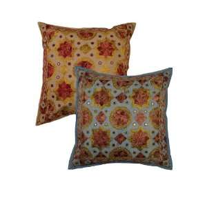   Cushion Covers With Embroidery & Mirror Work