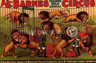 Al G. Barnes Trained Wild Animal Circus Vintage Poster  