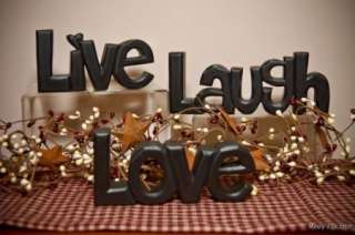 Rustic Brown LIVE LAUGH LOVE WOOD WORD Art Sign Primitive Country home 