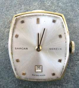 Vintage 18K Karat SARCAR 17 jewel Mens GOLD WATCH Day Date Working 