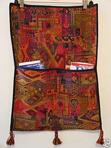 Magazine Wall Hanger Holder Rack Woven Ethnic Textile  