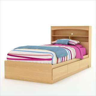   Shiloh Kids Twin Bookcase Storage Set Natural Maple Finish Bed  
