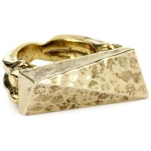 Low Luv by Erin Wasson Hammered Top Bone Gold Shank Ring, Size 8
