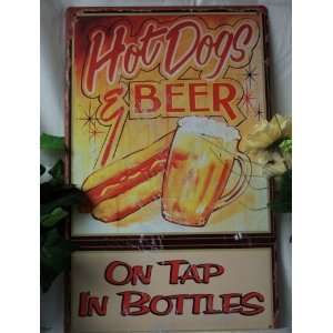  Tin Sign   Hot Dogs & Beer