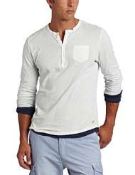 Scotch & Soda Mens Granddad Long Sleeve T Shirt With Roll Up Sleeves