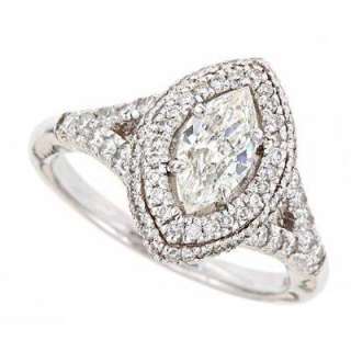 63 Carats F SI1 Marquise Diamond Engagement Ring Split Shank 14k 