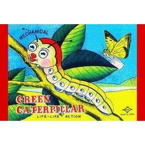  Vintage Art Mechanical Green Caterpillar   Giclee Fine Art 