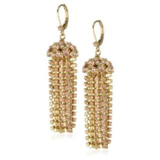 Kate Spade New York Crystal Cascade Blush And Gold Tassel Earrings 