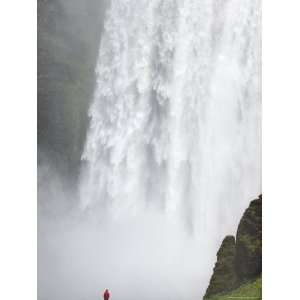  Tourist in Red Jacket at Skogafoss Waterfall, Skogar 