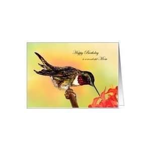  For My Birth Mom Hummingbird and Flowers Birthday Cards 