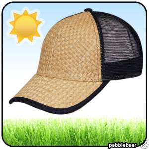 NEW STRAW LEAF BALL CAP SUN TRUCKER MESH HAT BLUE A  
