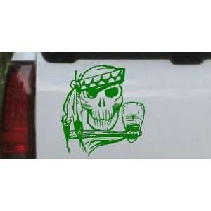 Indian Skull Skulls Car Window Wall Laptop Decal Sticker    Dark Green 