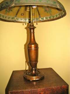 Antique Mission Art Nouveau Reverse Painted Copper Lamp Light Shade 