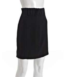 Aryn K black stretch shirred waist skirt  