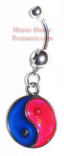 CUSTOM MOOD YING YANG DANGLE BELLY RING CHANGES COLOR  