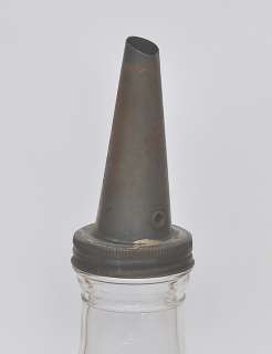 Antique Quart Motor Oil Glass Bottle With Spout  