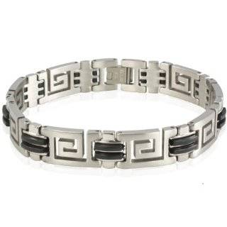  Mens Sterling Silver Greek Key Pattern Cuff Bracelet 