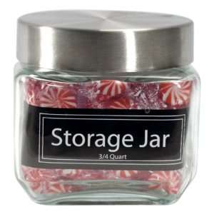   International 29 Ounce Glass Storage Jar with Brushed Iron Lid, Square