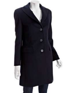 Cinzia Rocca navy wool cashmere button front coat   