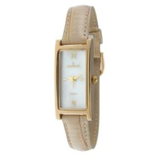 Peugeot Womens 3017TN Gold Tone Tan Leather Strap Watch   designer 