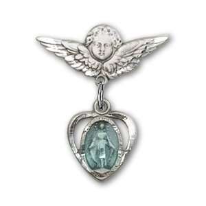   with Blue Heart/Miraculous Charm and Angel w/Wings Badge Pin Jewelry