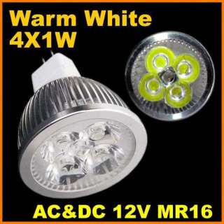 4W 4x1W 12V Warm White 4 LED MR16 Energy Saving Down Spot Light Lamp 