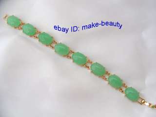 stunning big 16mm green crude jade beads bracelet 9K  