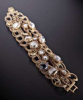 Danielle Stevens gold multi chain crystal detail bracelet   up 