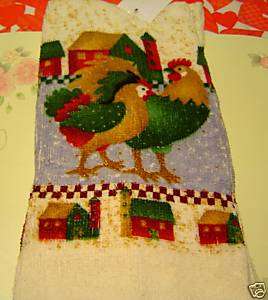 PC ROOSTER BARN KITCHEN DISH HAND TOWEL SET NWT  