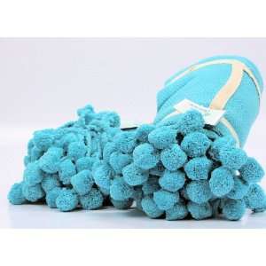  Karma Living Pom Pom Cotton Throw   Turquoise