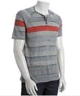 Gypsy 05 slate cotton blend striped henley t shirt style# 315183001