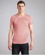 Gypsy 05 red ivory stripe knit jersey short sleeve crewneck t shirt 
