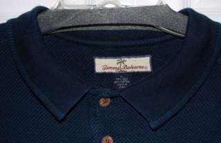 Tommy Bahama SOLID NAVY BLUE Polo Shirt Mens L  