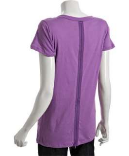 LnA lilac jersey zip back deep v neck t shirt  