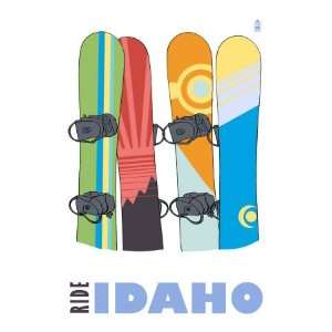  Idaho, Snowboards in the Snow Giclee Poster Print
