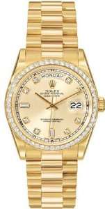  Rolex Oyster Perpetual Day Date 18kt Yellow Gold Diamond 