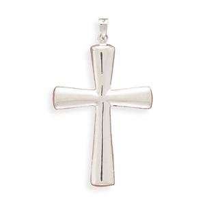  Large Puffed Cross Pendant Sterling Silver Jewelry