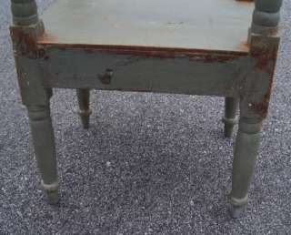 19th Century Antique ONE DRAWER WASHSTAND in Old Gray Paint Primitive