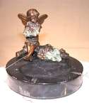 Cast Bronze Fairy Ashtray w/ Marble Base  