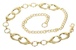 Ladies Metal Oval Circle Chain Belt  