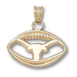 Texas Longhorns Solid 14K Gold Longhorn Pierced Football Pendant 