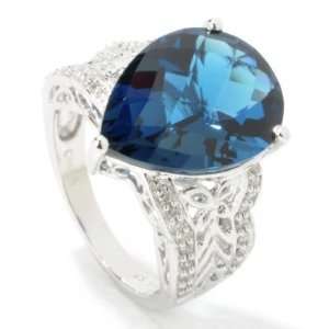  14K White Gold London Blue Topaz & Diamond Ring Jewelry