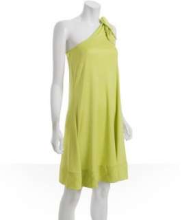 Diane Von Furstenberg apple green jersey Giri one shoulder dress 