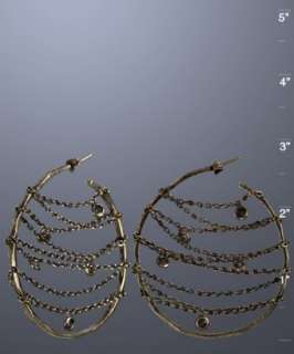 Paige Novick antique brass Eva CZ chain wrapped hoop earrings 